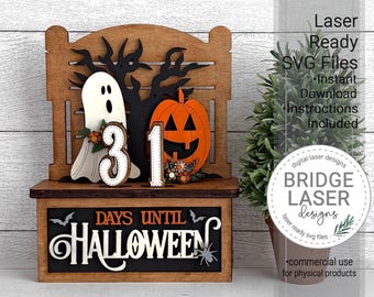 Halloween Advent Laser Cut File, Halloween Advent Interchangeable Laser File, Halloween Ghost Laser SVG, Holiday Advent Calendar Laser File