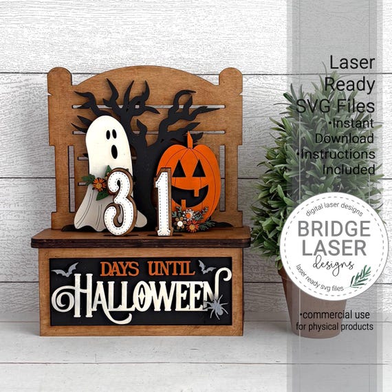 Halloween Advent Laser Cut File, Halloween Advent Interchangeable Laser File, Halloween Ghost Laser SVG, Holiday Advent Calendar Laser File