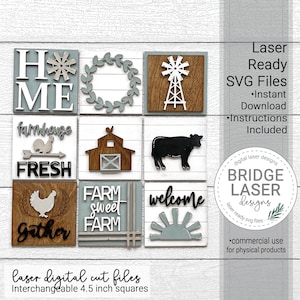 Bauernhaus Laser Cut Dateien, Bauernhaus austauschbare lehnende Zeichen Bundle-Datei SVG, Bauernhaus Laser SVG, austauschbare Farm Laser-Dateien
