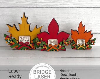 Fall Leaves Laser Cut File, Leaves Shelf Sitter SVG, Standing Leaves Laser SVG, Fall Shelf Sitter Laser File, Fall Laser Cut File, Download