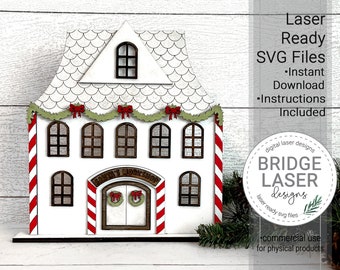 Christmas Village Santa's Workshop Laser Cut File, Laser Christmas Mantle Decor, Christmas Village Laser Cut File, Santas Workshop Laser SVG