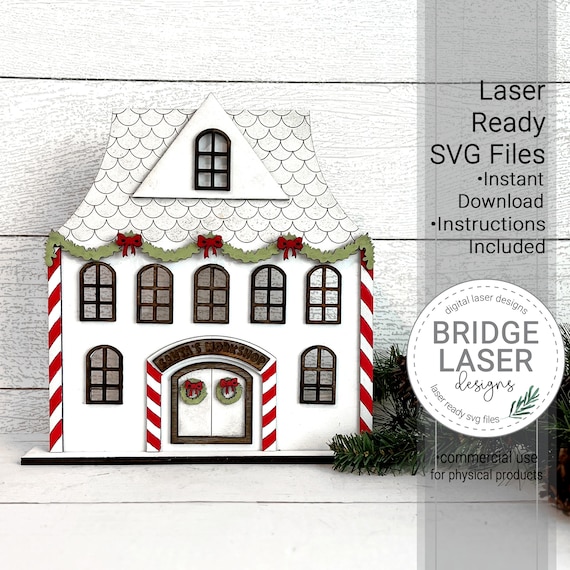 Christmas Village Santa's Workshop Laser Cut File, Laser Christmas Mantle Decor, Christmas Village Laser Cut File, Santas Workshop Laser SVG