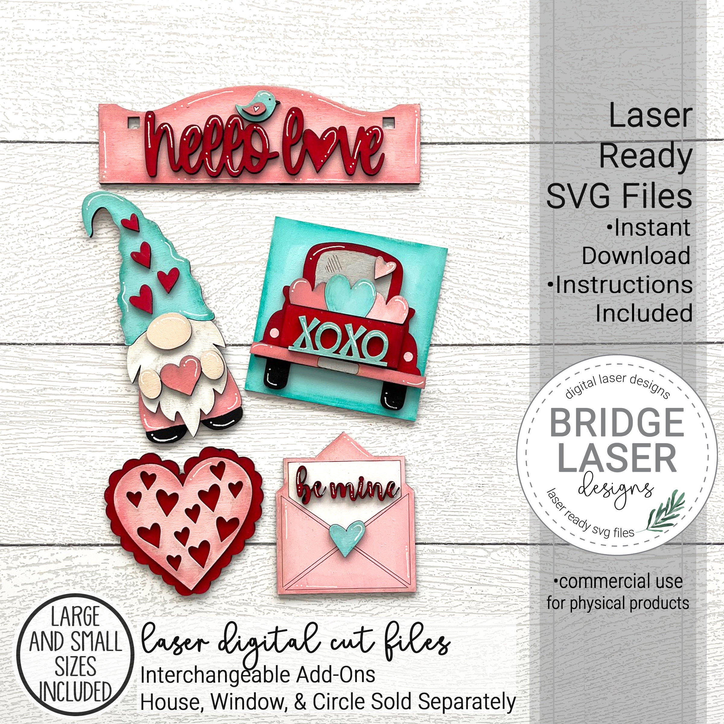 Valentine’s Day Laser Cut File Valentine Interchangeable - Etsy