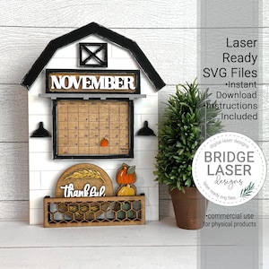 Calendar Laser Cut File, Interchangeable Laser SVG, Thanksgiving Laser File, Holiday Laser Files, Laser Interchangeable Calendar, November