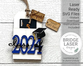 Graduation 2024 Gift Card Holder Laser File, Gift Card Holder SVG, Graduation Tag Laser File, Graduation Gift Card SVG, Personalized Gift