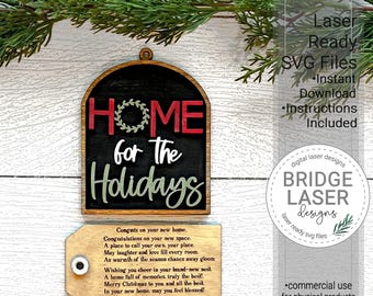 Christmas Ornament and Tag Bundle Laser Cut File SVG, Ornament Gift for New Home with Poem Tag, Homeowner Ornament Gift Laser Cut File 13