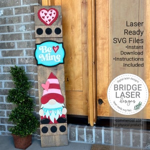 File di taglio laser del segno più snello del portico di San Valentino, segno intercambiabile del laser SVG dello gnomo di San Valentino, segno intercambiabile del laser più snello del portico delle vacanze