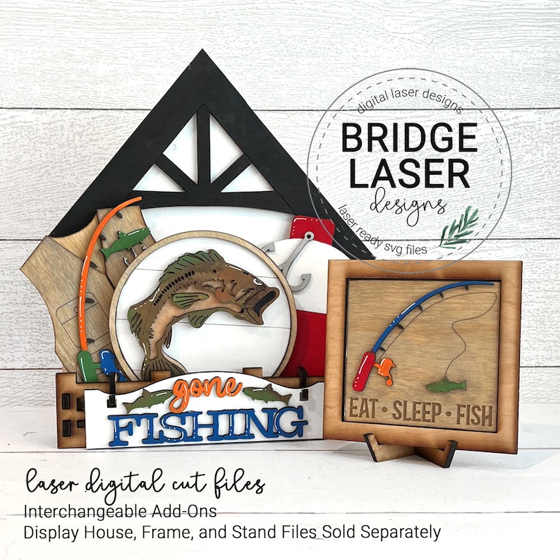 Fishing Laser Cut File, Summer Fishing Interchangeable Add On, Fish ...