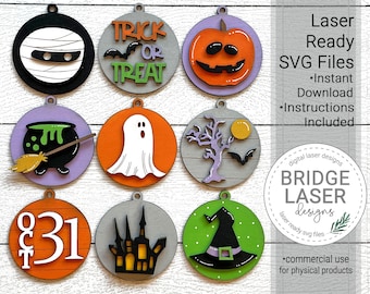 Archivo láser de adorno de Halloween, SVG láser de adorno de Halloween, archivo láser de otoño, diseño láser de Halloween, archivo de corte láser de Halloween SVG, descargar