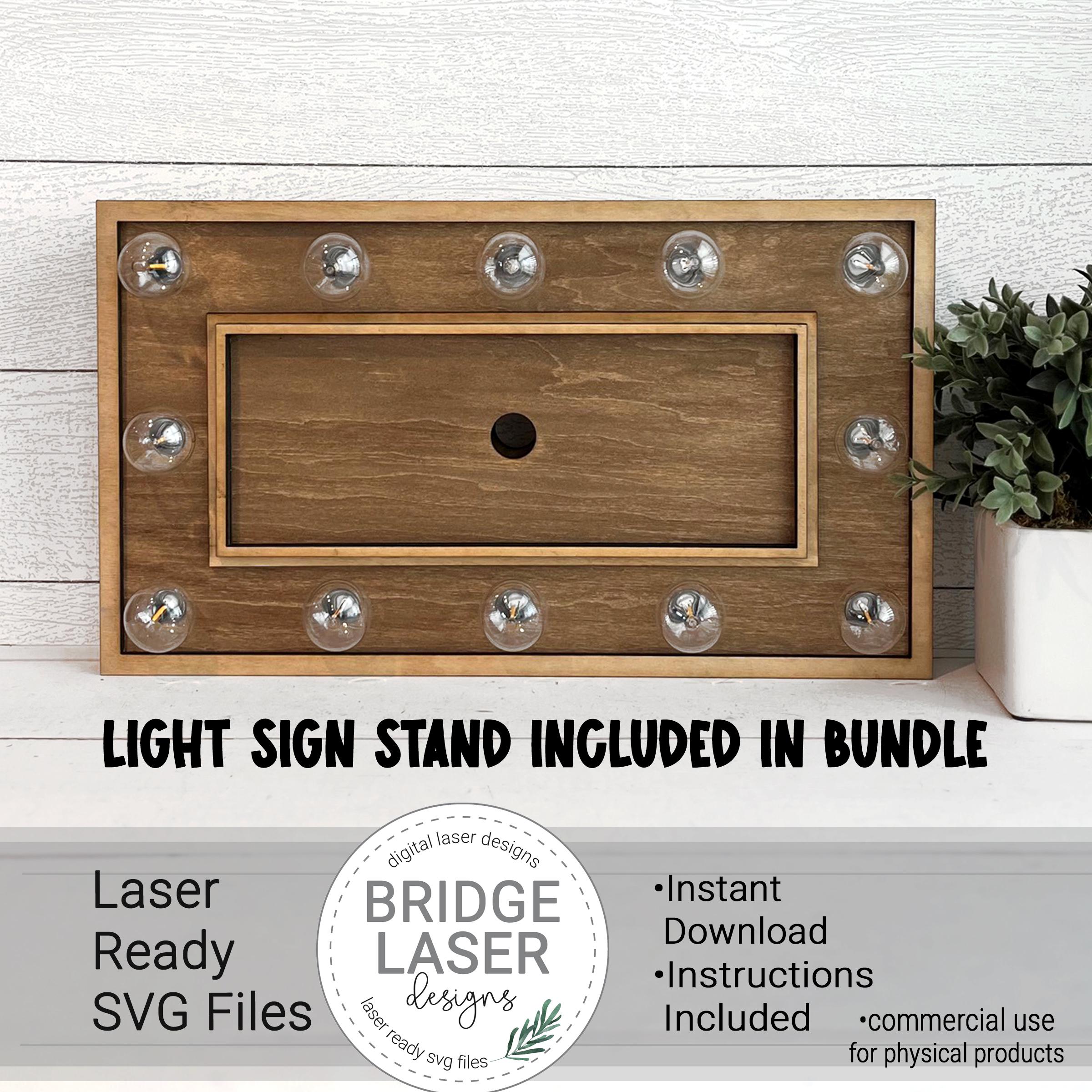 Laser Sign Files Light Sign BUNDLE 1 Laser Cut Files, Interchangeable Laser SVG, Light ...
