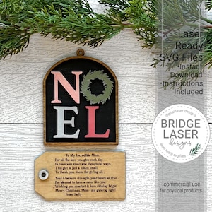 Pacchetto di ornamenti e tag di Natale con file di taglio laser SVG, regalo di ornamenti per la mamma con etichetta di poesia, regalo di ornamenti per la mamma con file di taglio laser 10