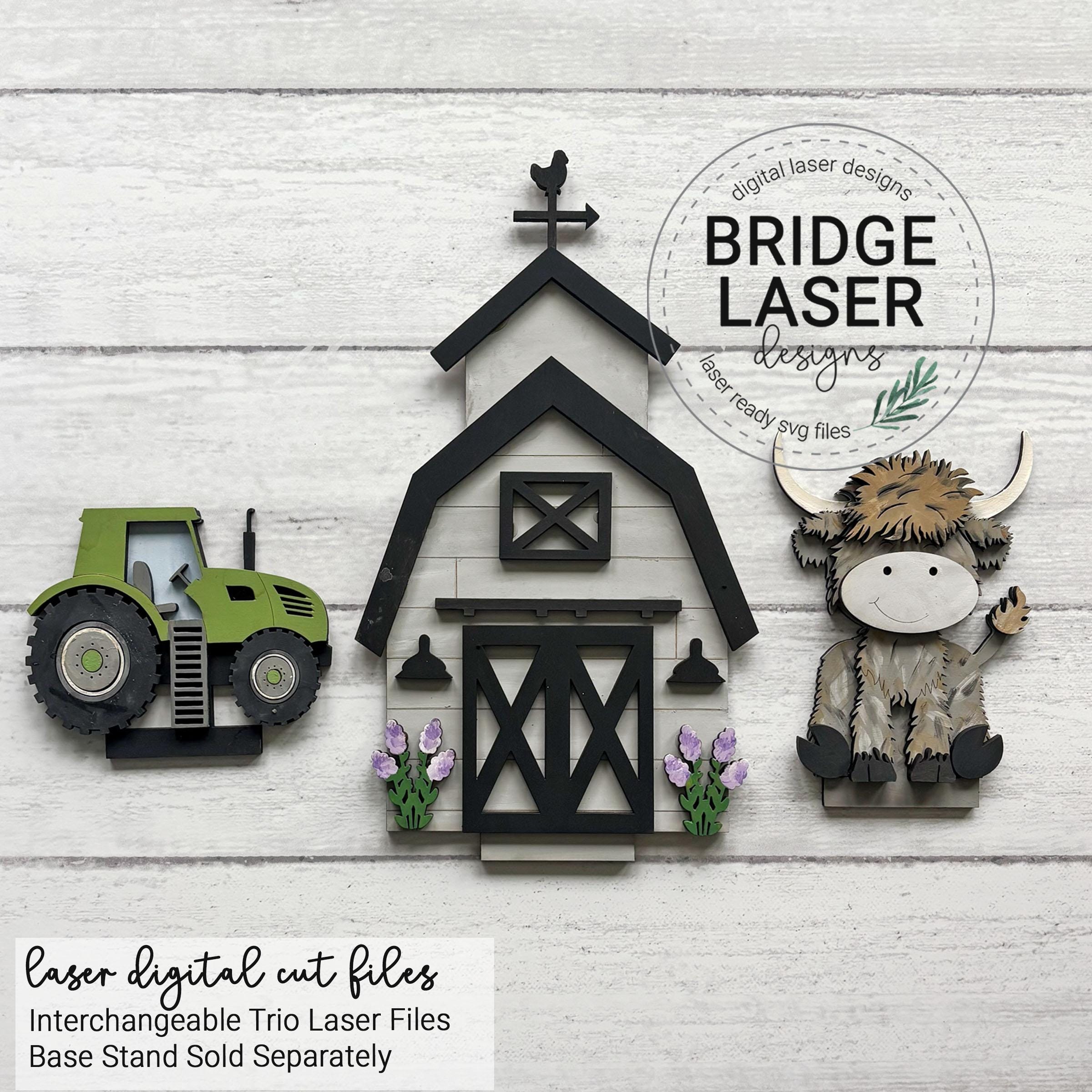 Highland Cow Shelf Sitter SVG Laser Cut File, Highland Cow Trio Stand ...