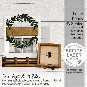 Interchangeable Window and Frame Laser Cut Design, Interchangeable Window File SVG, Glowforge Window and Frame Set, Laser Cut Files
