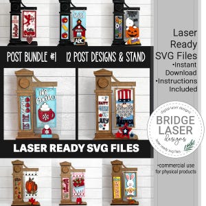 Post BUNDLE 1 File tagliati al laser, File laser post intercambiabile SVG, Post Sign Intercambiabile Intercambiabile Post Holiday SVG