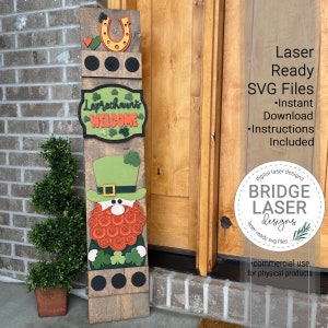File di taglio laser del segno più snello del portico di San Patrizio, segno intercambiabile del portico del leprechaun SVG, segno intercambiabile del taglio laser del portico delle vacanze