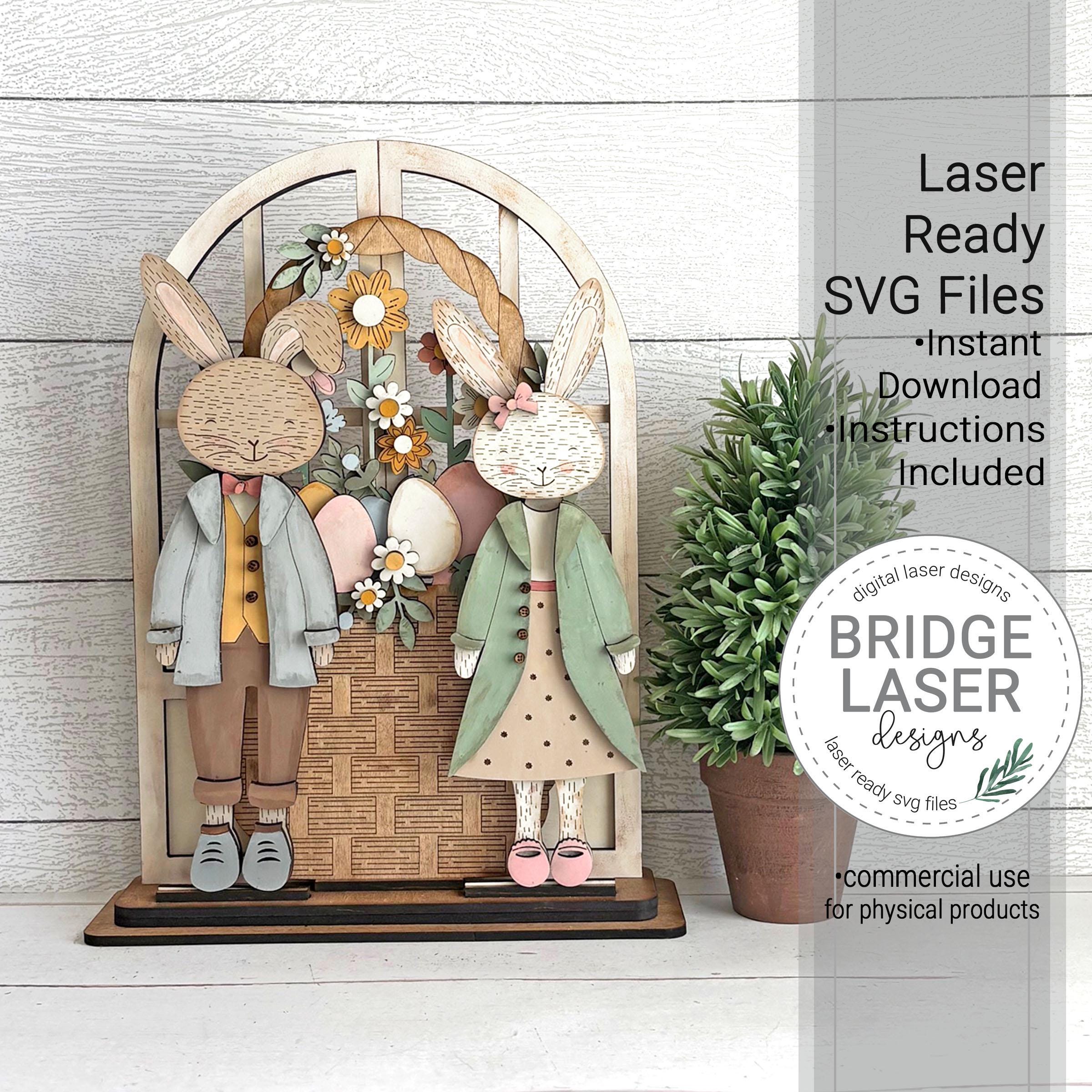 Easter Bunny Shelf Sitter SVG Laser Cut File, Easter Trio Stand ...