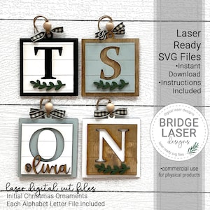 Disegni di taglio laser dell'ornamento di Natale, file di taglio iniziale dell'ornamento di Natale SVG, ornamenti con nome Laser SVG, ornamenti personalizzati tagliati al laser
