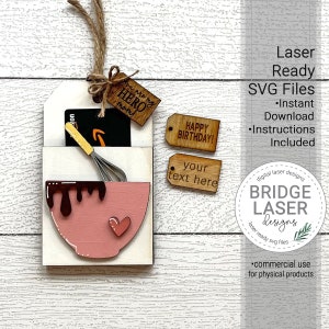 Mothers Day Baking Gift Card Holder Laser File, Gift Card Holder SVG, Birthday Laser File, Mothers Day Gift Card Holder, Personalized Gift