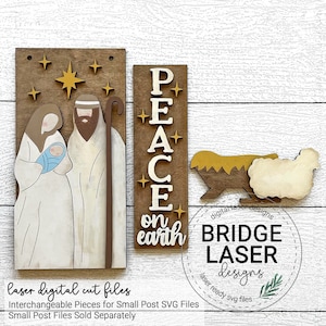 Nativity Laser Cut File, Christmas Interchangeable Post Sign SVG, Laser Interchangeable Sign SVG, Nativity Scene Laser File, Christmas Laser image 2