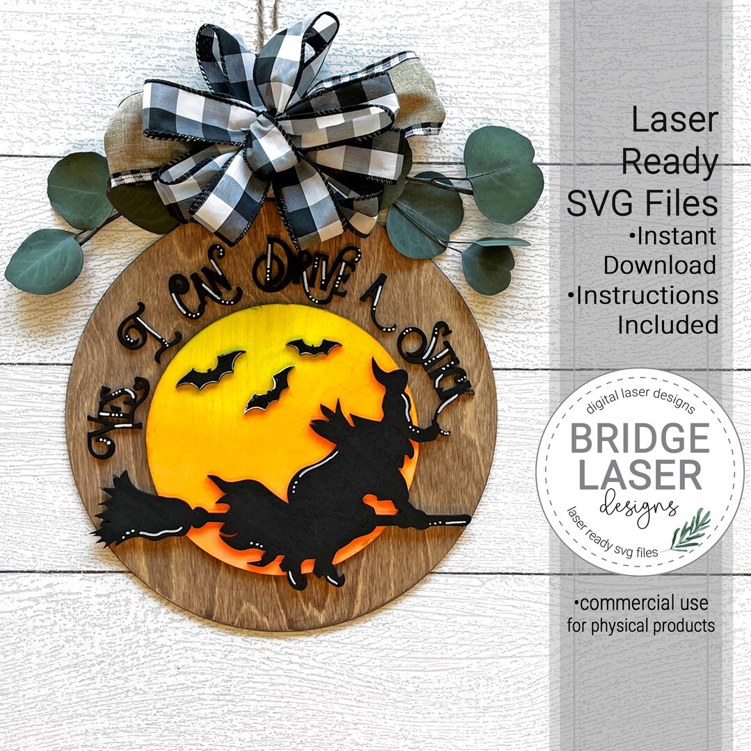 Halloween Witch Door Hanger Laser File, Halloween Laser Cut Design SVG ...