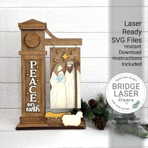 Nativity Laser Cut File, Christmas Interchangeable Post Sign SVG, Laser Interchangeable Sign SVG, Nativity Scene Laser File, Christmas Laser