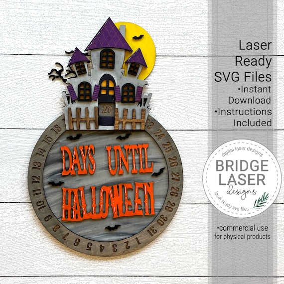 Halloween Countdown Laser Cut File, Halloween Countdown SVG, Haunted House Days Till Halloween, Halloween Laser Design Advent Calendar