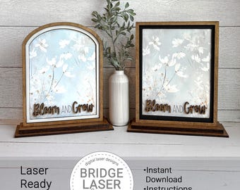 Sommer Laser Cut Dateien und druckbare PNG, austauschbare druckbare PNG Bogen & Rechteck Einsatz, Frühlingszeichen Laserschnittdatei, Blüte und Wachse