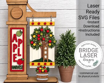 Apple Laser Cut File, Fall Apple Interchangeable Post Sign, Apple Shelf Sitter Laser File, Digital Download