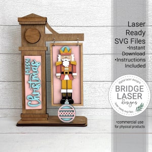 Arquivo de corte a laser de sinal de quebra-nozes, sinal intercambiável de Natal SVG, arquivo de corte a laser de quebra-nozes, arquivo de laser de sinal de quebra-nozes SVG
