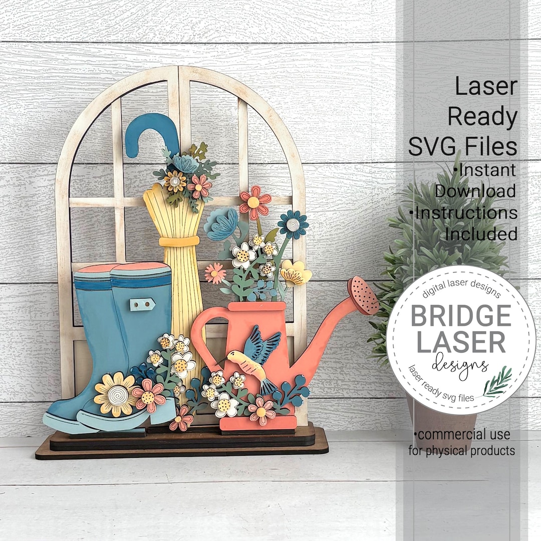 Spring Shelf Sitter SVG Laser Cut File, Spring Trio Stand, Glowforge ...