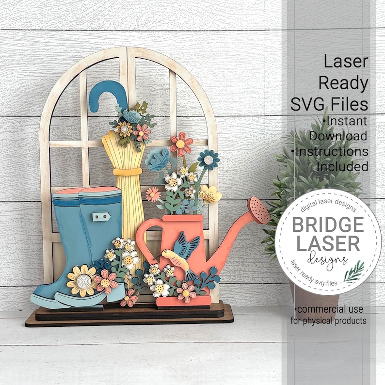 Spring Laser Files Spring Shelf Sitter SVG Laser Cut File, Spring Trio Stand, Glowforge ...