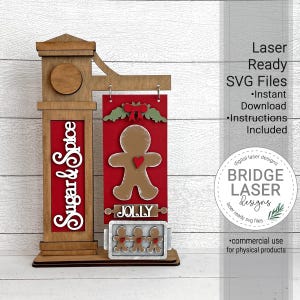 Peperkoek lasergesneden bestand, kerstpost verwisselbaar teken SVG, kerst welkomstbord SVG, peperkoek teken laserbestand, Sugar & Spice