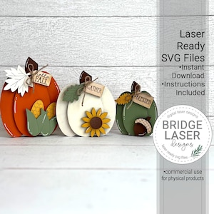 Fall Pumpkin Laser File, Pumpkin Shelf Sitter SVG, Standing Pumpkin Laser SVG, Autumn Standing  Pumpkins, Farmhouse Pumpkin Laser Files SVG