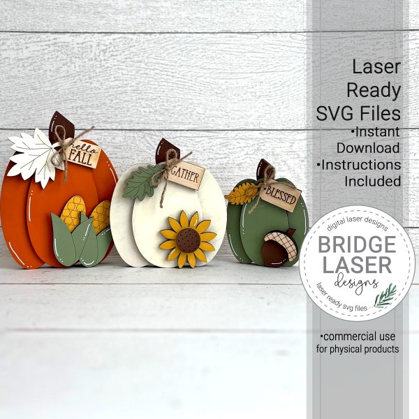 Fall Pumpkin Laser File, Pumpkin Shelf Sitter SVG, Standing Pumpkin Laser SVG, Autumn Standing  Pumpkins, Farmhouse Pumpkin Laser Files SVG