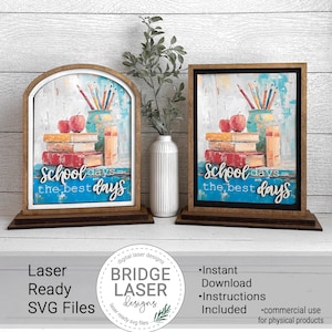 School Laser Cut Files and Printable PNG, Interchangeable Printable PNG Arch & Rectangle Insert, Classroom Sign Laser Cut File, School SVG