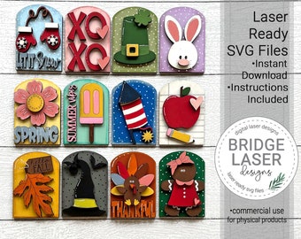 Set #4, Seasonal Arch Laser Cut File, 12 Month Interchangeable Arch Bundle File SVG, Christmas Valentine St Patricks Easter 4th July Fall