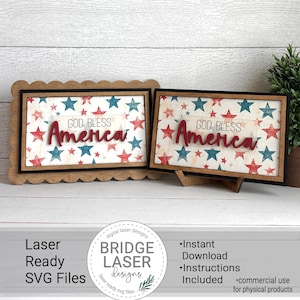4th of July Laser Cut Files and Printable PNG, Interchangeable Printable PNG Frame Insert, America Laser Cut File, Patriotic Laser File