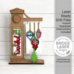 Feliz Navidad Christmas verwisselbaar teken lasergesneden bestand, Feliz Navidad SVG, kerstornament, Feliz Navidad Post lasergesneden SVG