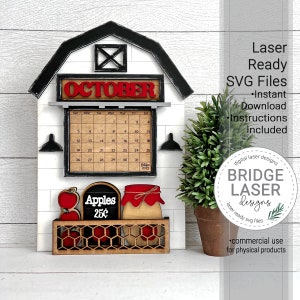 Calendar Laser Cut File, Interchangeable Laser SVG, Apple Laser Files, Holiday Laser Files, Laser Interchangeable Calendar SVG, October