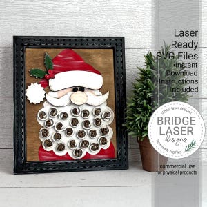 Santa Christmas Countdown Laser Cut File, Christmas Santa Countdown SVG, Santa Days Till Christmas, Glowforge Laser Design, Christmas Laser
