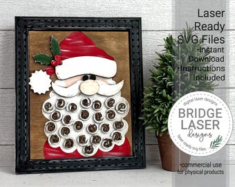 Santa Christmas Countdown Laser Cut File, Christmas Santa Countdown SVG, Santa Days Till Christmas, Glowforge Laser Design, Christmas Laser