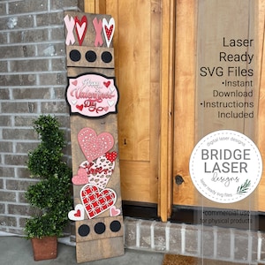 File di taglio laser per portico più snello di San Valentino, cuori intercambiabili segno portico Laser SVG, segno intercambiabile per taglio laser portico natalizio più snello