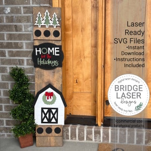 Kerst veranda slanker teken lasergesneden bestand, boerderij kerst verwisselbare veranda teken SVG, vakantie veranda slanker lasergesneden teken SVG
