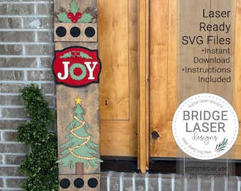 Christmas Porch Leaner Sign Laser Cut File, Farmhouse Christmas Interchangeable Porch Sign SVG, Holiday Porch Leaner Laser Cut Sign SVG