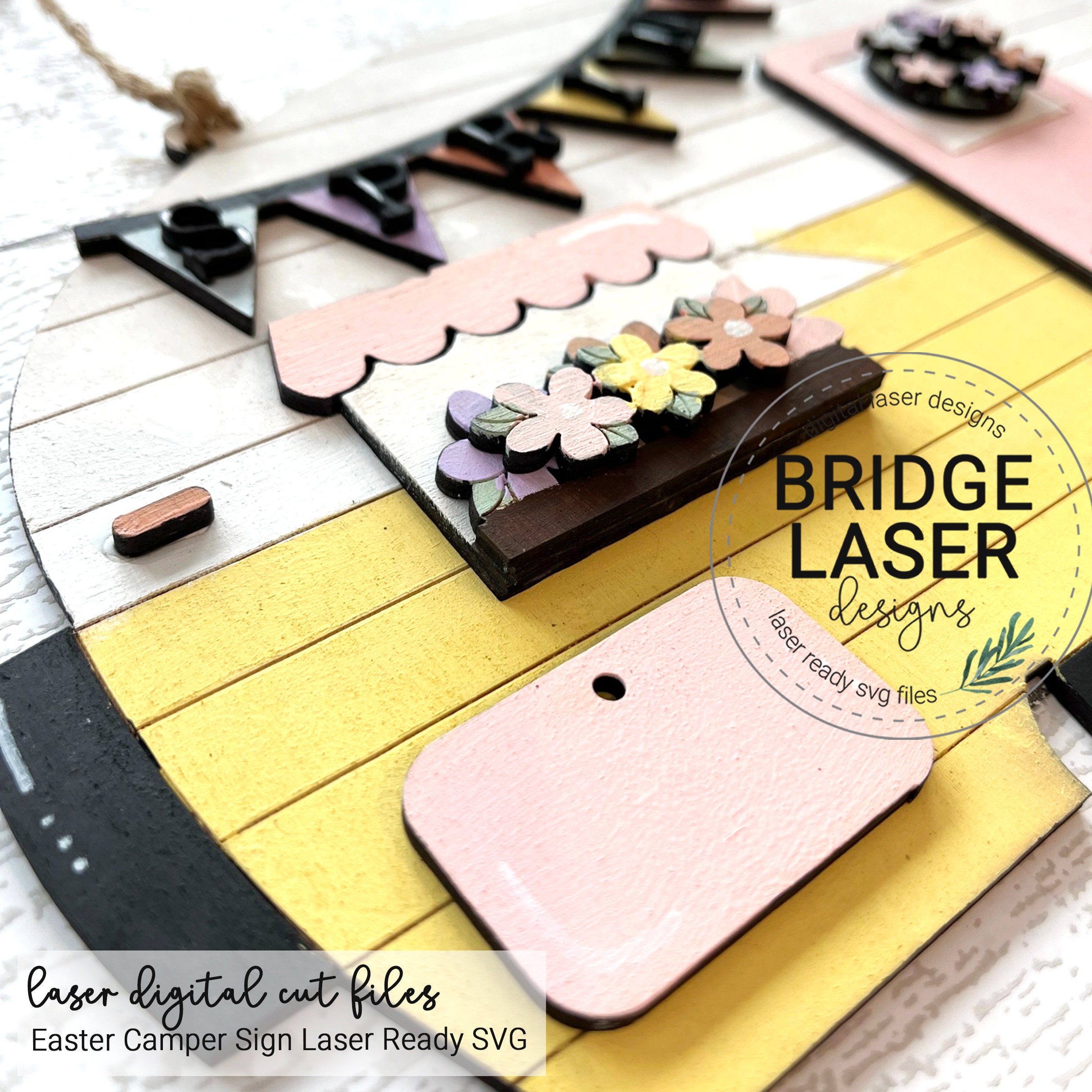 Spring Laser Files Spring Door Hanger Laser File, Spring Flowers Camper Laser Cut Design ...