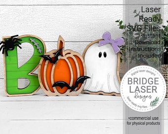 Halloween Laser Files, Halloween BOO Shelf Sitter, Pumpkin Ghost, Halloween Laser SVG, Halloween Laser Cut Files, Halloween Shelf Sitter SVG