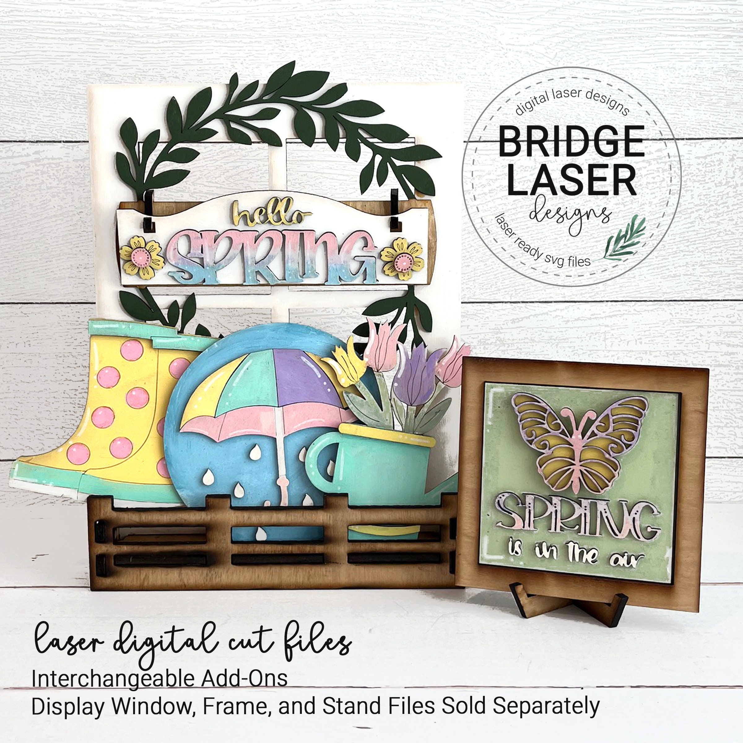 Spring Laser Files Spring Laser Cut File, Spring Interchangeable Add On, Umbrella Rain ...