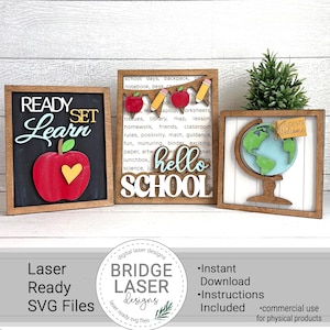 School lasergesneden bestanden, zomer 3 bordbundel laser SVG, schoolbord laserbestanden, welkomstbord klaslokaal laser SVG, schoolborden laser-SVG