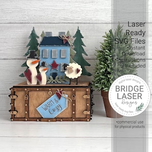 Winter Snowman Shelf Sitter SVG Laser Cut File, Winter Prim Crate & Trunk Interchangeable, Winter Laser Cut Files, Digital Download