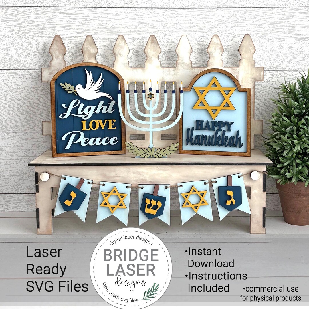 Hanukkah Laser Cut File, Hanukkah Interchangeable Bench Sign, Hanukkah ...